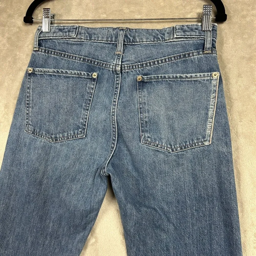 We The Free Slim Shade Selvedge Jeans Straight Leg Button Fly Sz 27 Blue